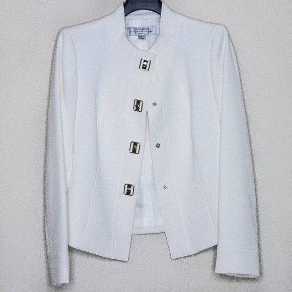 TAHARI ARTHUR S. LEVINE PETITE WHITE JACKET - Picture 2 of 12